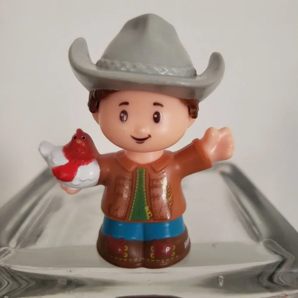 Fisher Price Little People Farmer Cowboy w/ Chicken Farmhand Dad 2016 Mattel Toy